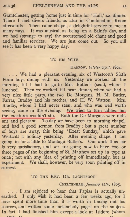 Highlighted scan from Hort volume 2 page 33 with the line about turning tables and the creatures not stirring.