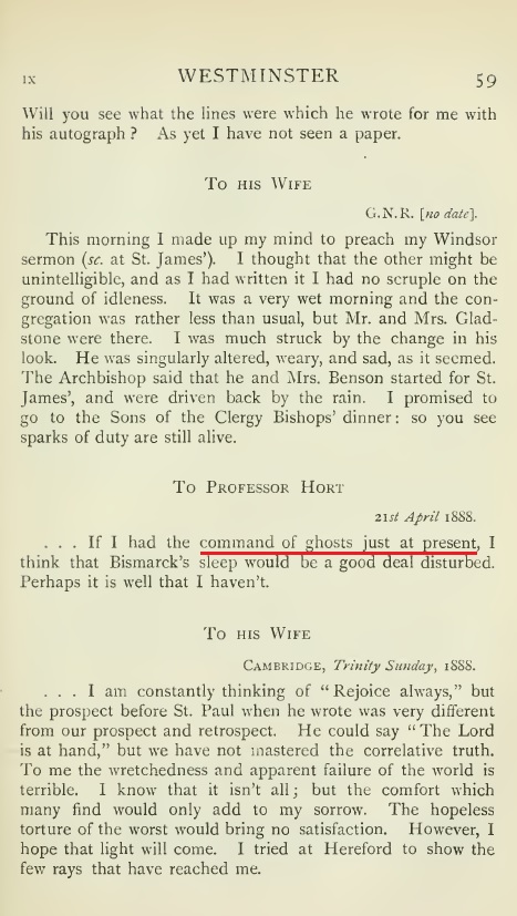 Highlighted scan from Westcott volume 2 page 59 with the line about having the command of ghosts.