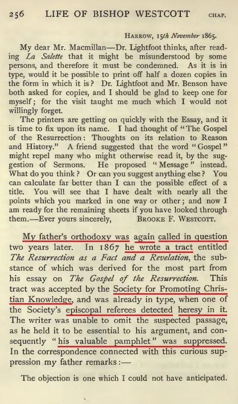 Page showing Westcott’s orthodoxy called in question.